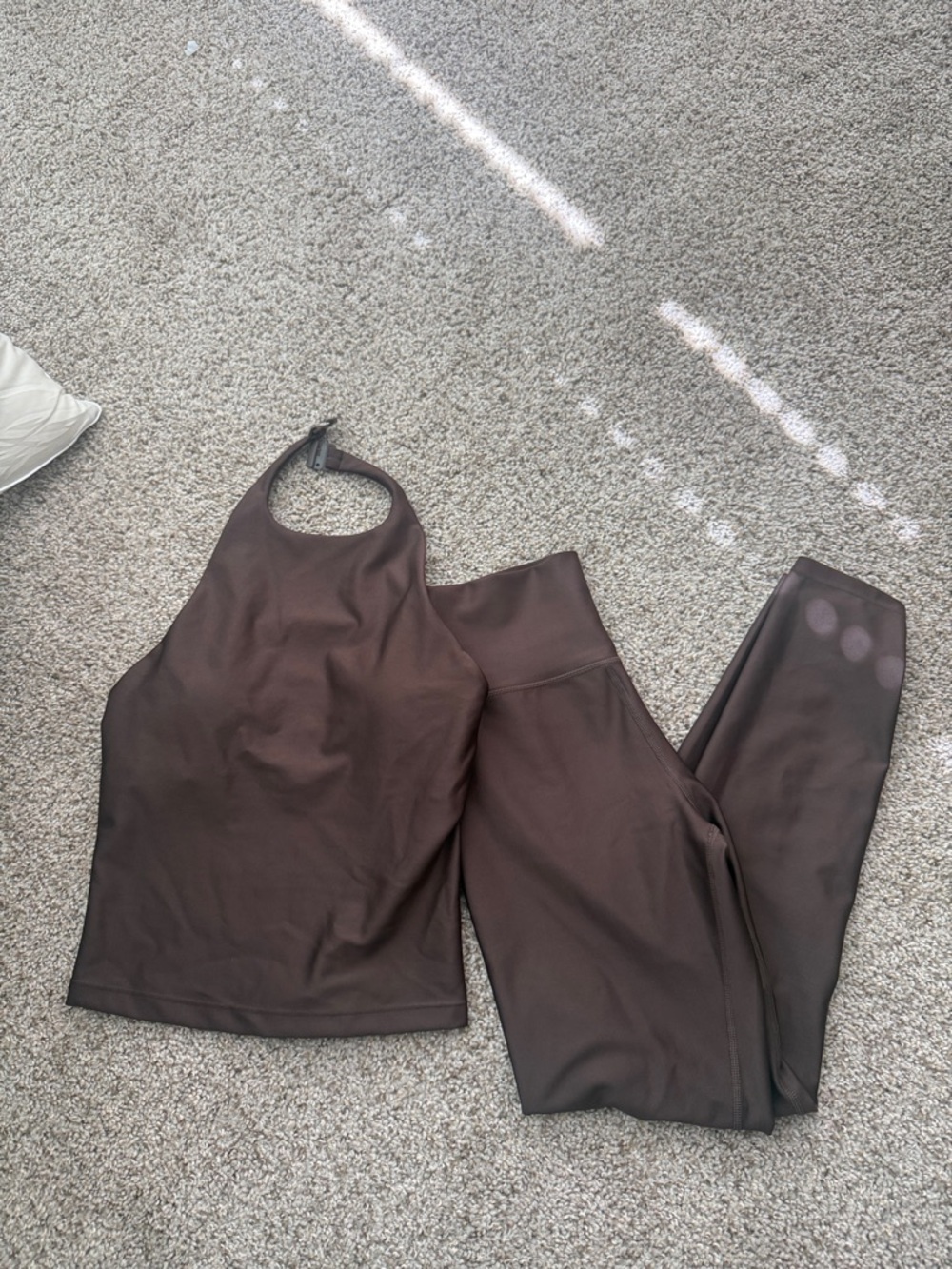 Fashion Nova- Brown Athletic Halter Tank and Leggings Set